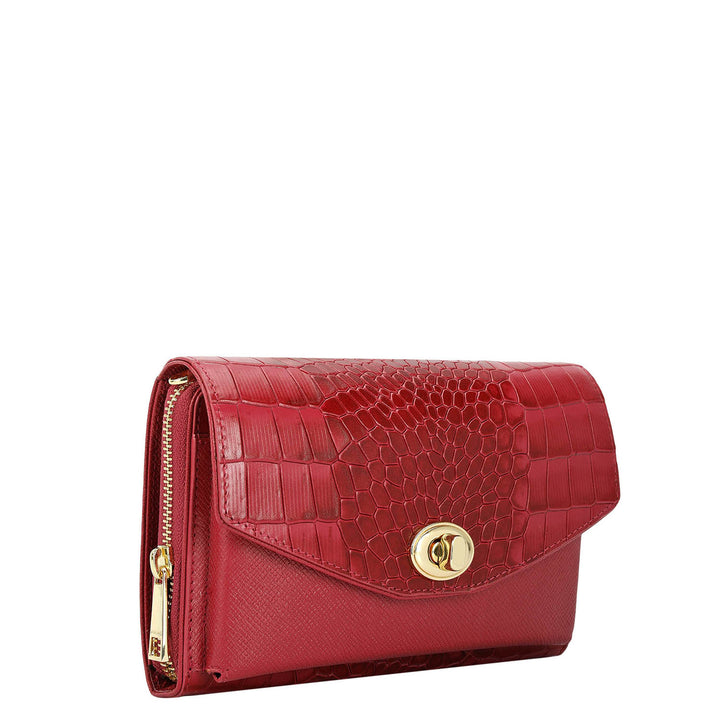 Croco Franzy Leather Ladies Wallet - Plumberry
