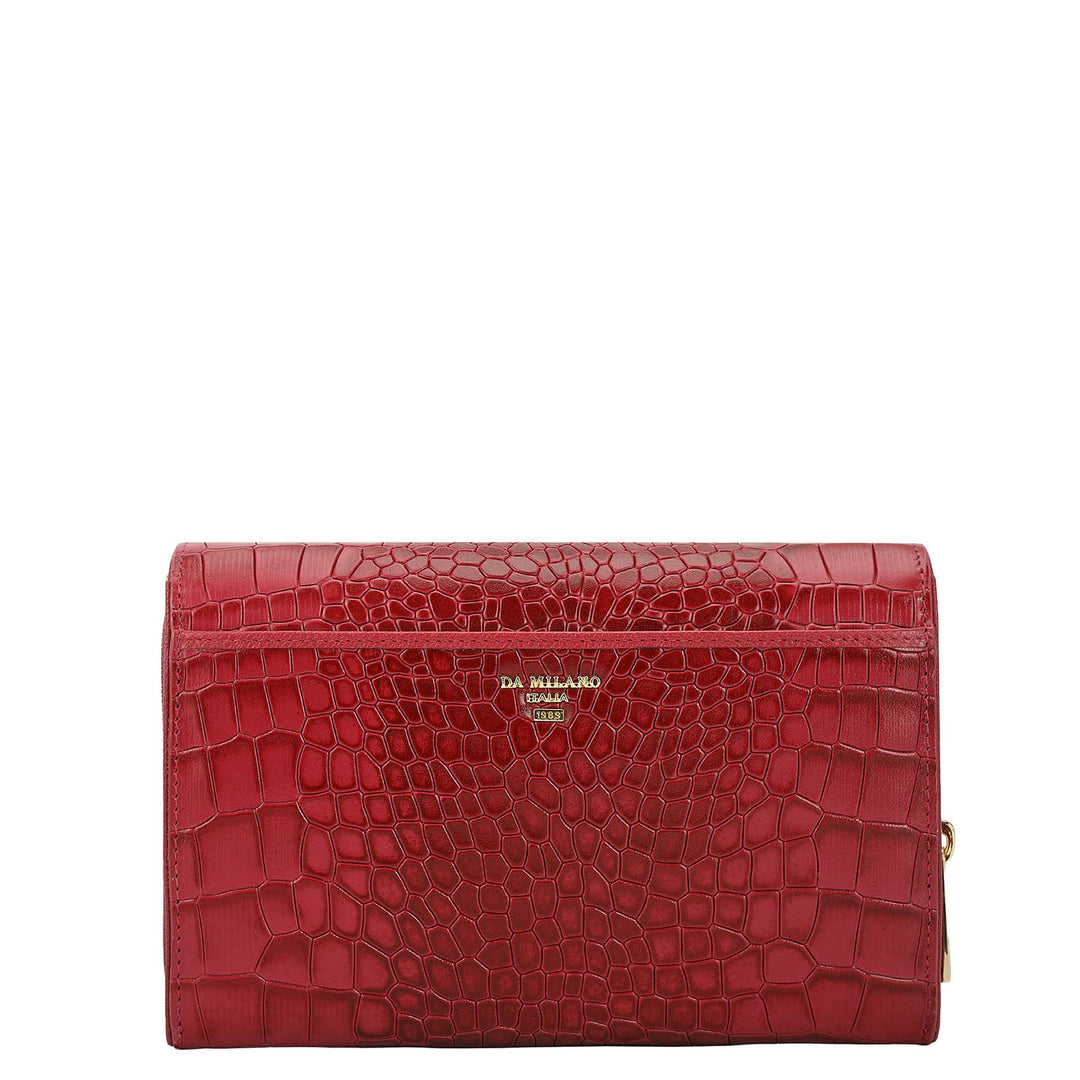 Croco Franzy Leather Ladies Wallet - Plumberry