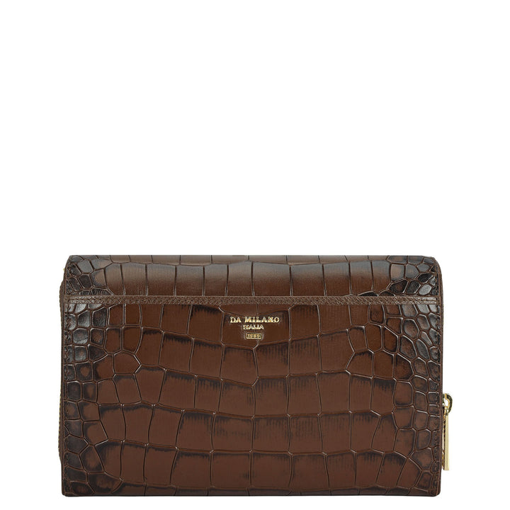 Croco Franzy Leather Ladies Wallet - Walnut