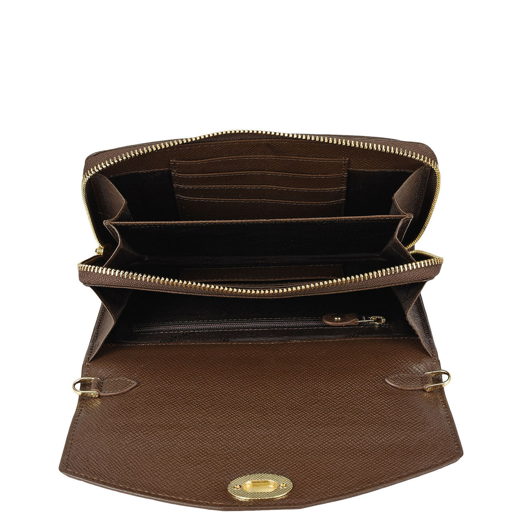 Croco Franzy Leather Ladies Wallet - Walnut