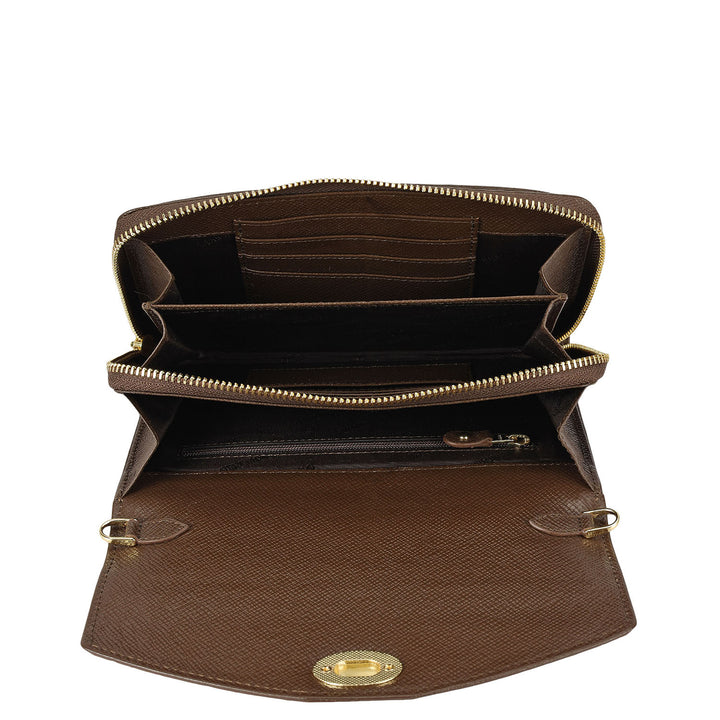 Croco Franzy Leather Ladies Wallet - Walnut