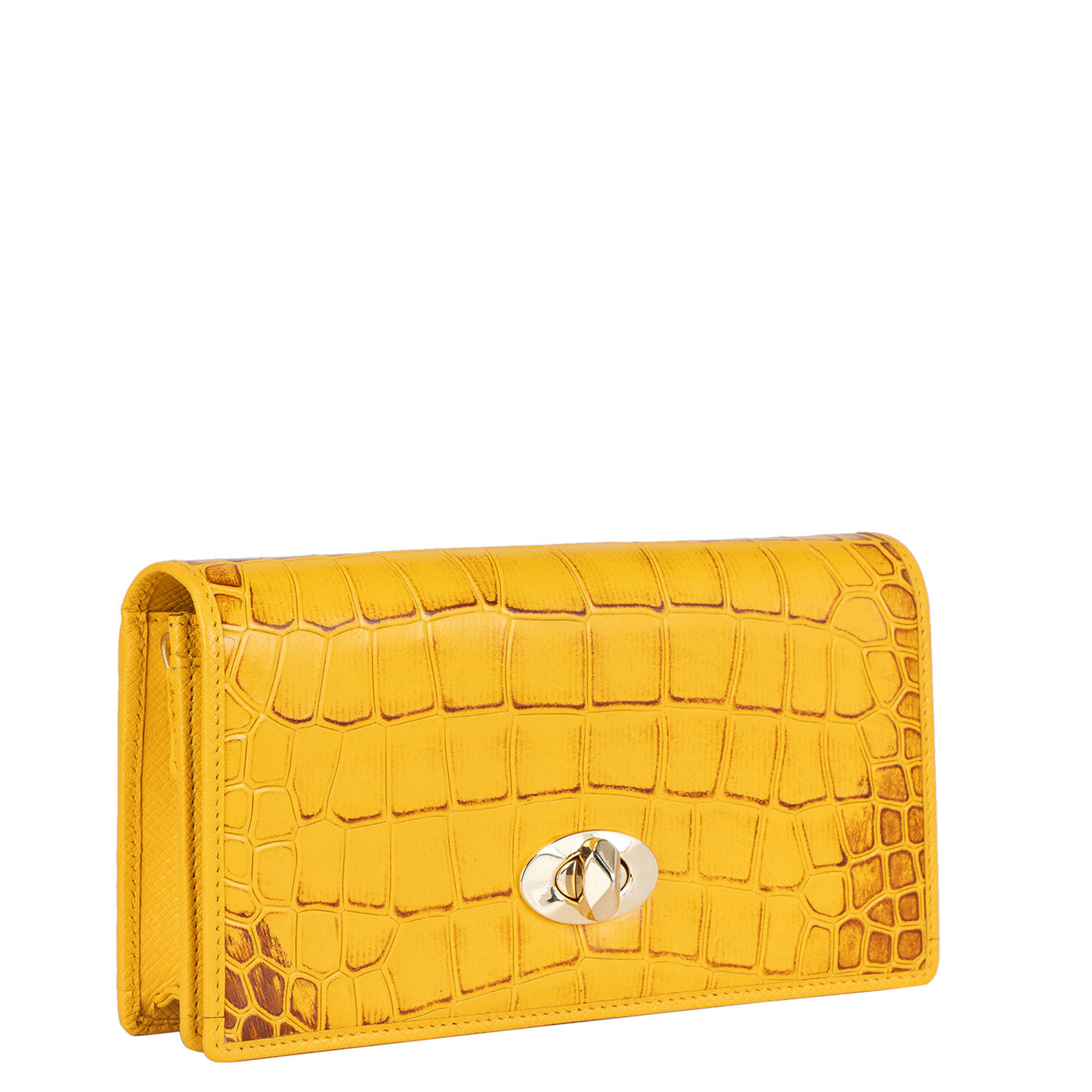 Croco Leather Ladies Sling Wallet - Honey
