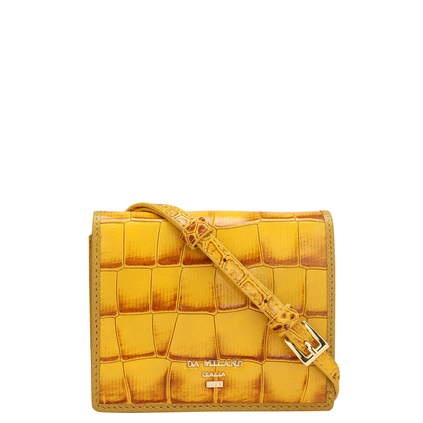 Croco Leather Ladies Sling Wallet - Honey