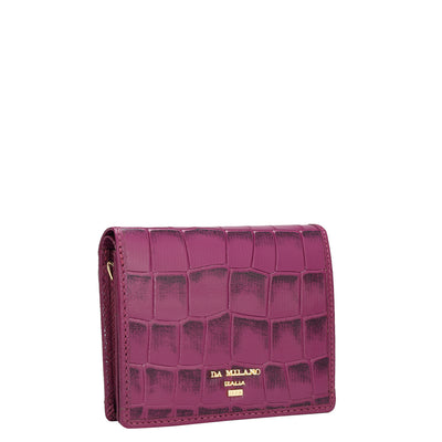 Croco Leather Ladies Sling Wallet - Orchid