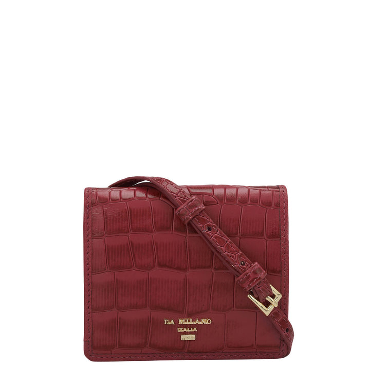 Croco Leather Ladies Sling Wallet - Plumberry