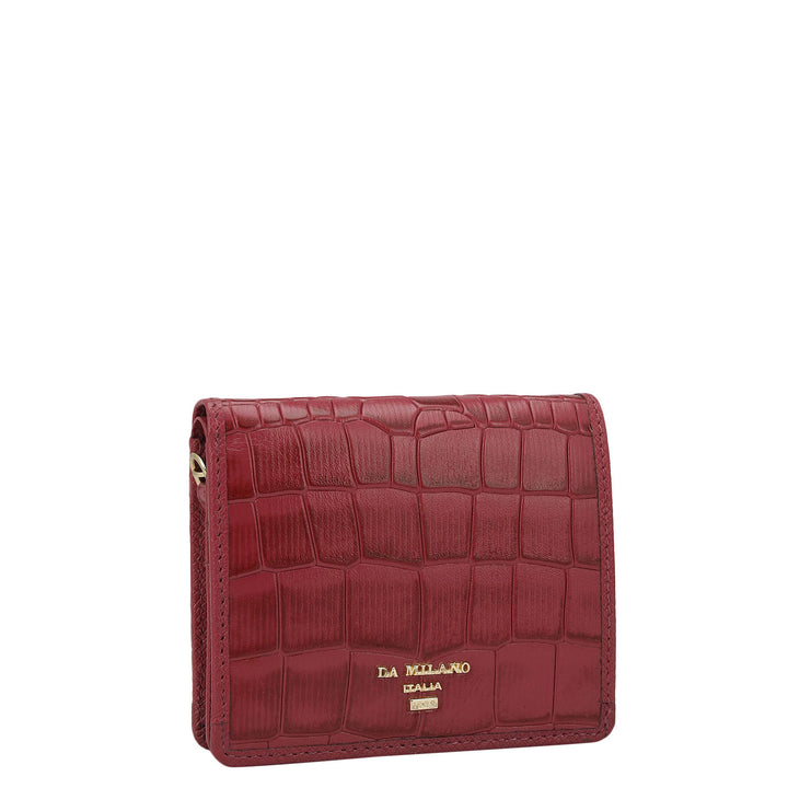 Croco Leather Ladies Sling Wallet - Plumberry