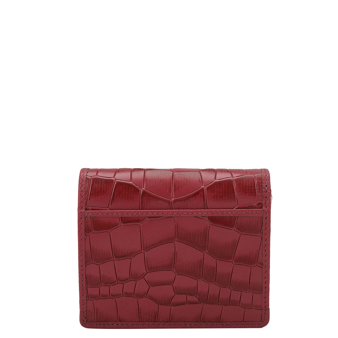 Croco Leather Ladies Sling Wallet - Plumberry