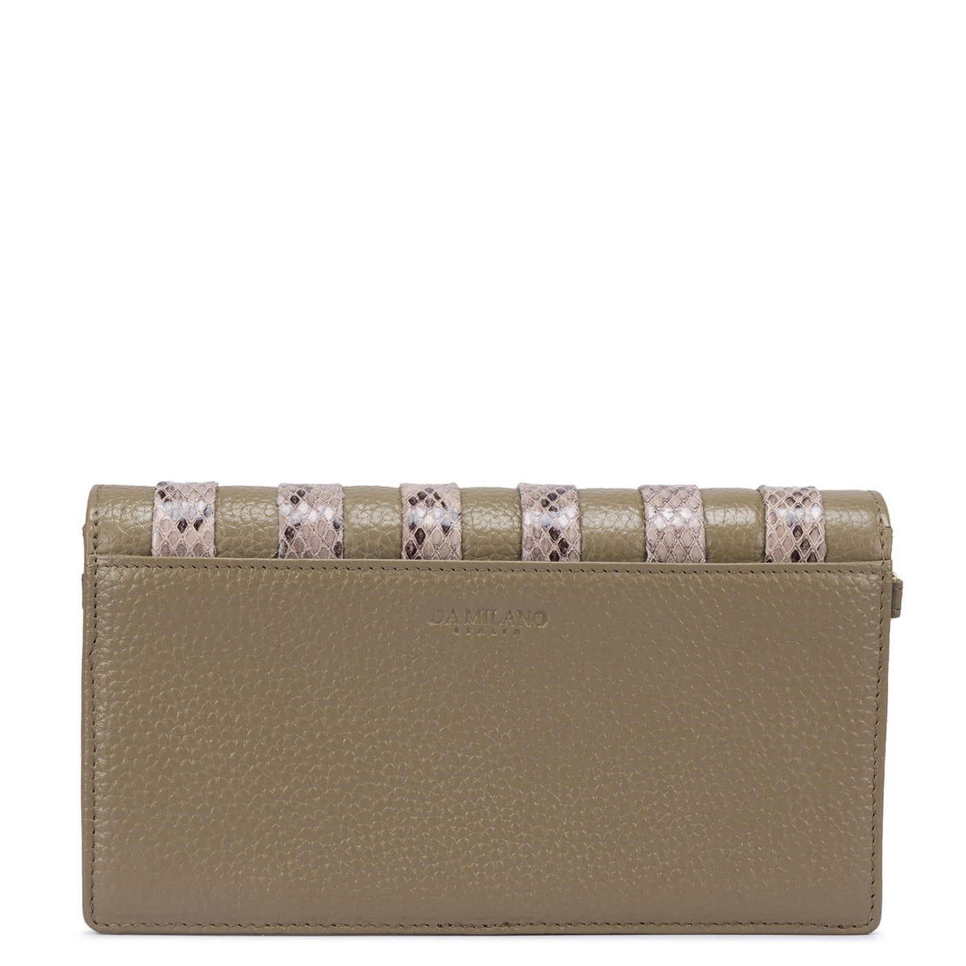 Snake Wax Leather Ladies Sling Wallet - Olive