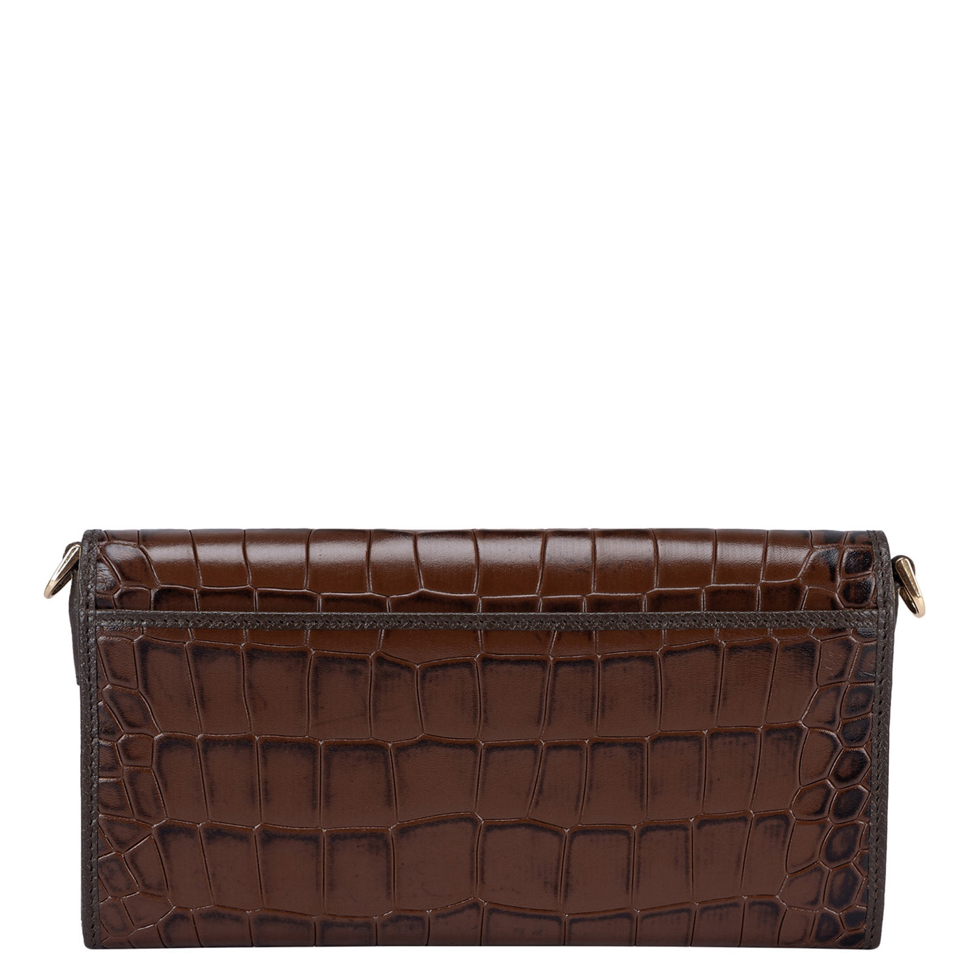 Croco Leather Ladies Sling Wallet - Brown