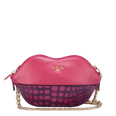 Croco Franzy Leather Ladies Sling Wallet - Magenta
