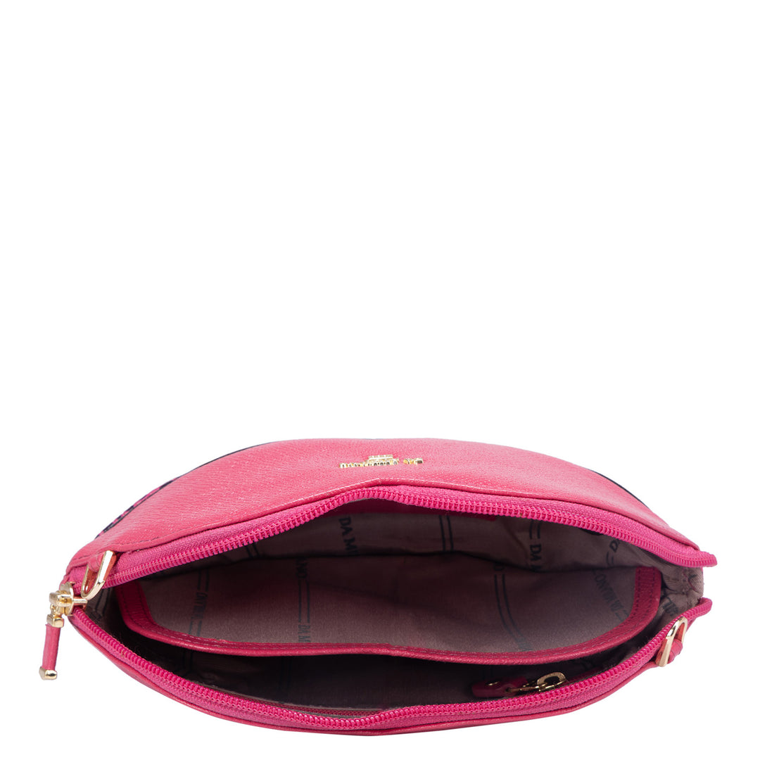 Croco Franzy Leather Ladies Sling Wallet - Magenta