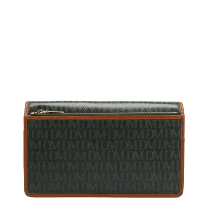 Monogram Leather Ladies Wallet - Petrol Green