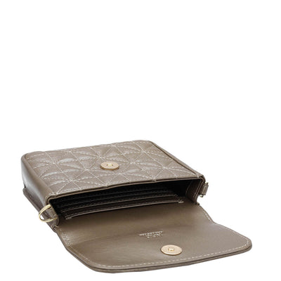 Quilting Leather Ladies Wallet - Bronze
