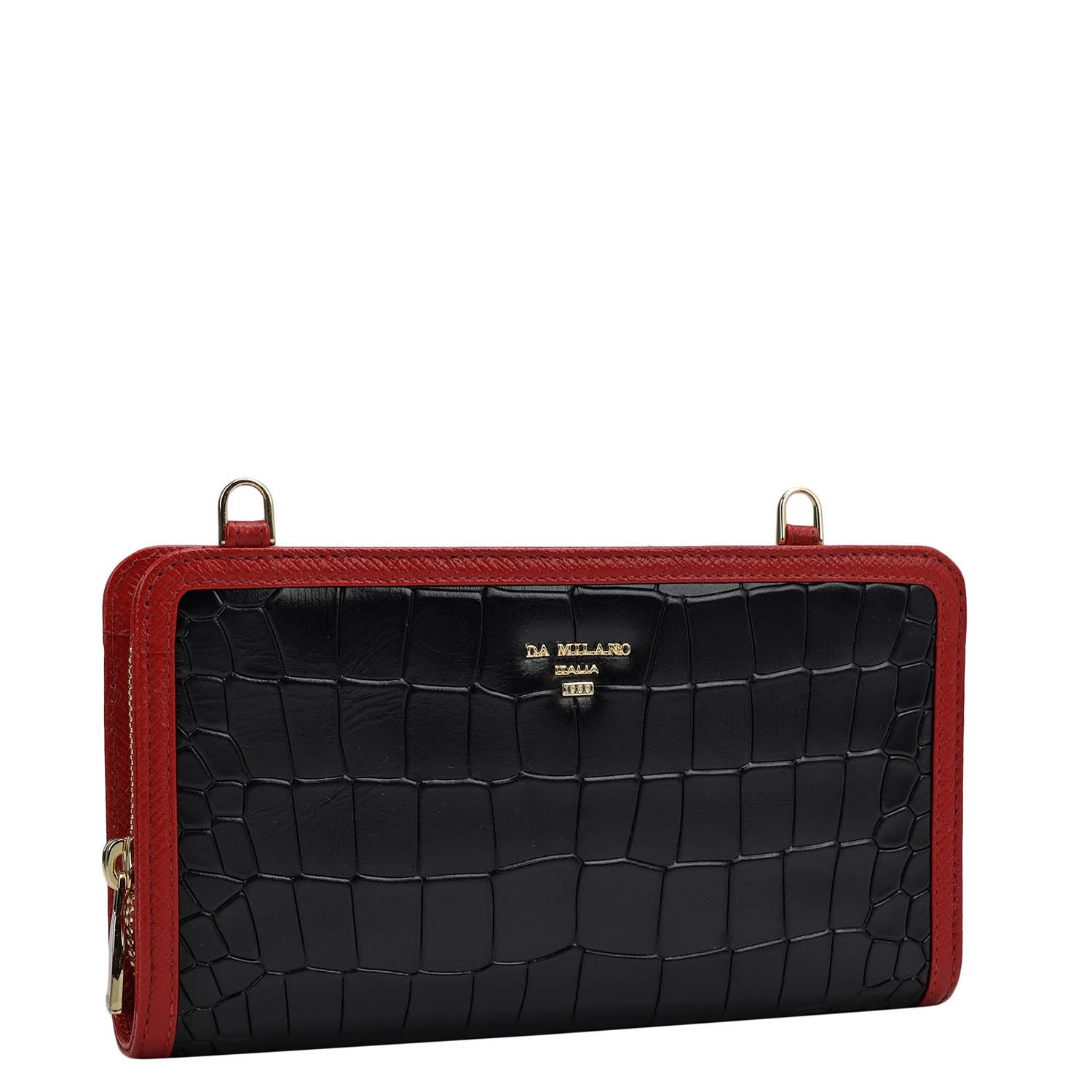 Da Milano Genuine Leather Women's Wallet - Compact Red Leather Wallet With Card Slots & Pockets (Model LW-10193)