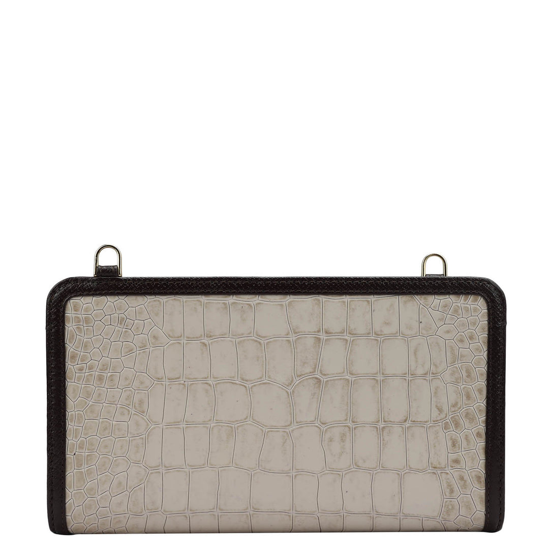 Croco Leather Ladies Sling Wallet - Frost