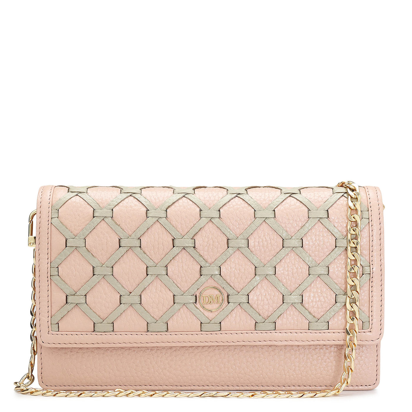 Wax Leather Ladies Sling Wallet - Baby Pink