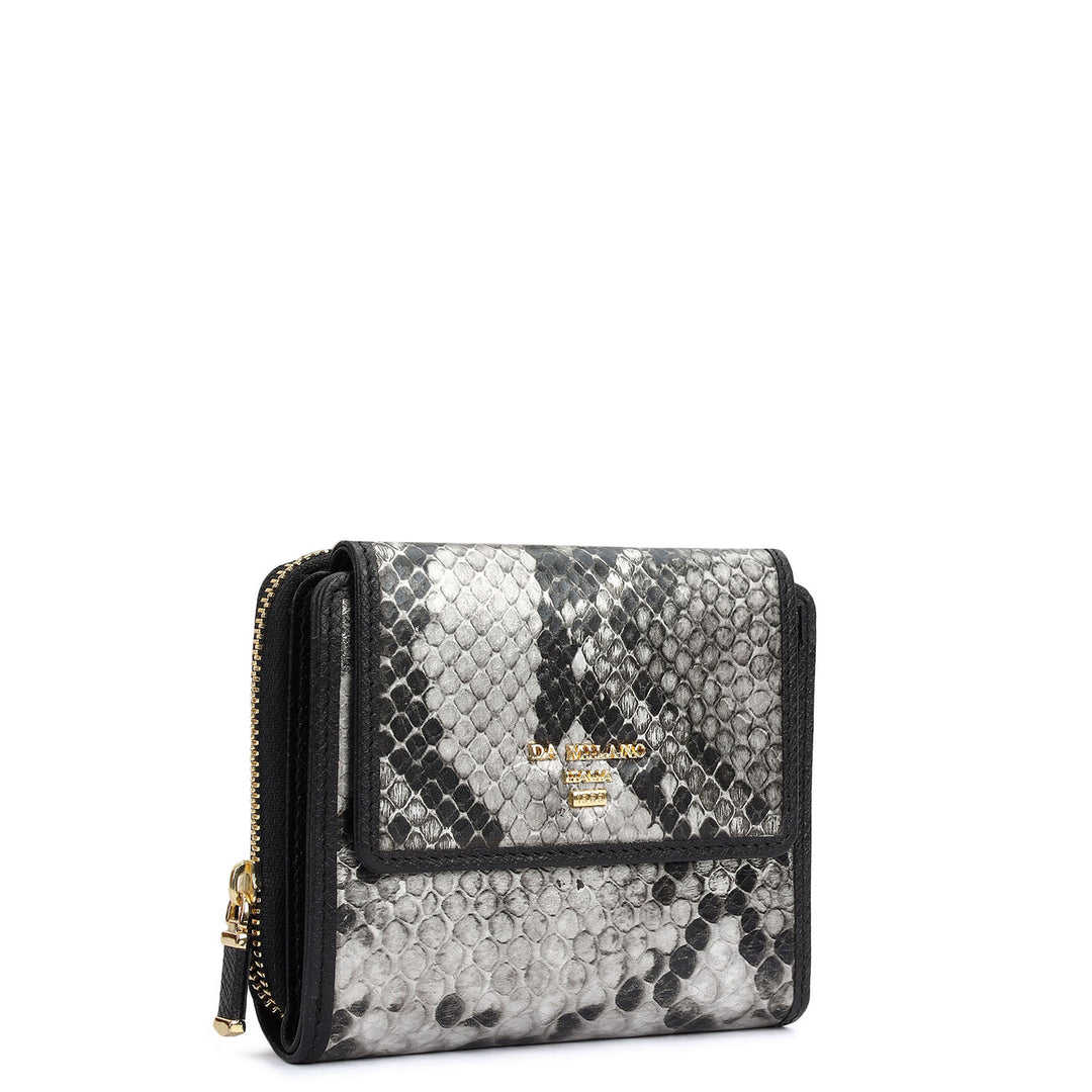 Snake  Leather Ladies Sling Wallet - Silver & Black