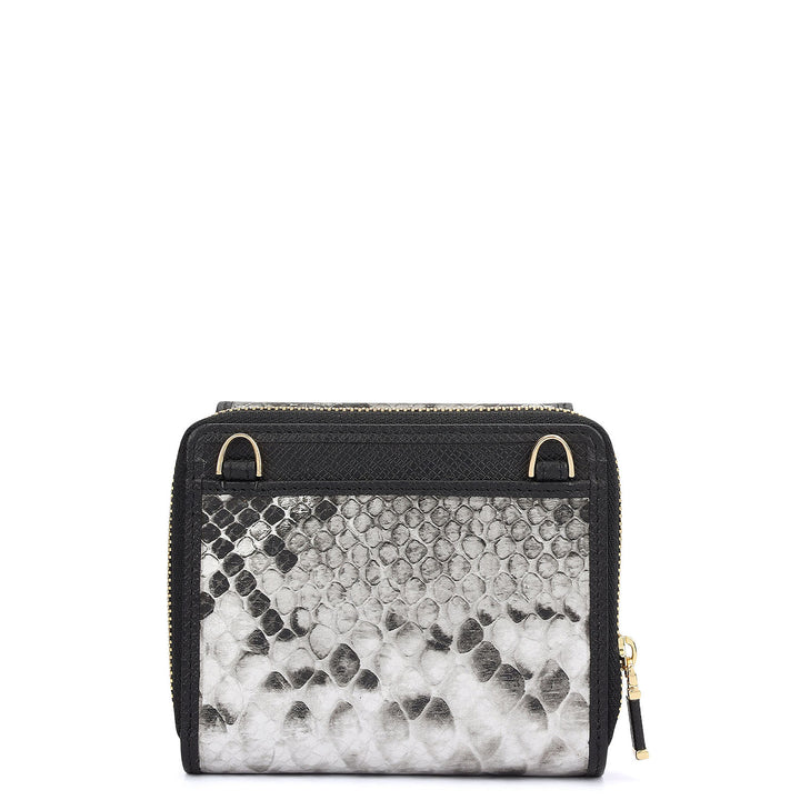 Snake  Leather Ladies Sling Wallet - Silver & Black