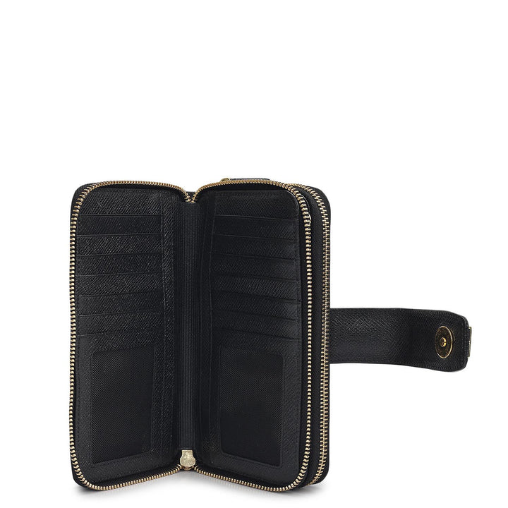 Monogram Leather Ladies Wallet - Black