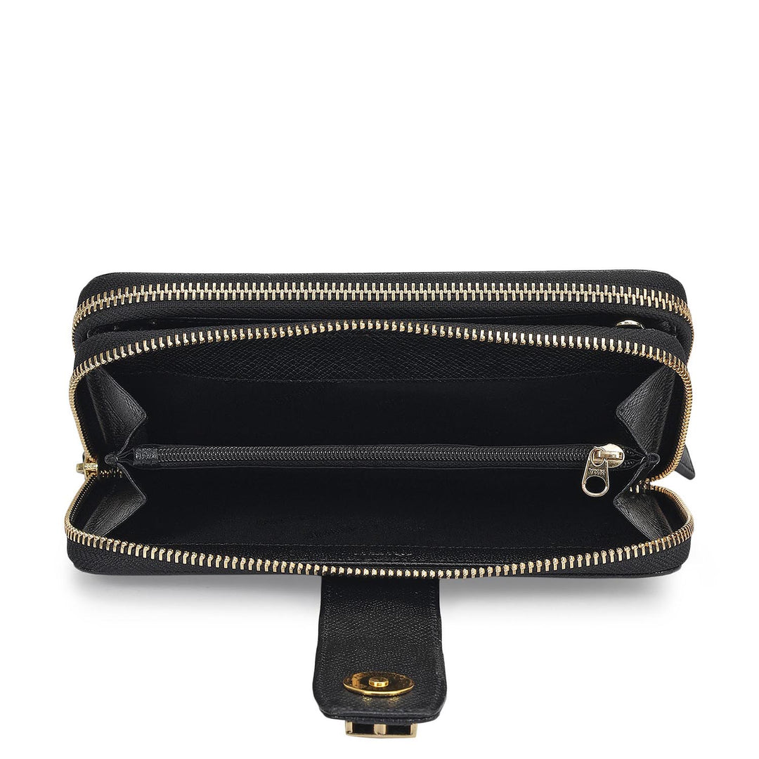 Monogram Leather Ladies Wallet - Black