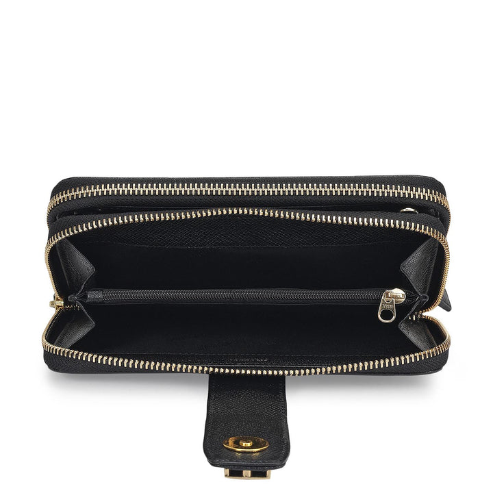 Monogram Leather Ladies Wallet - Black