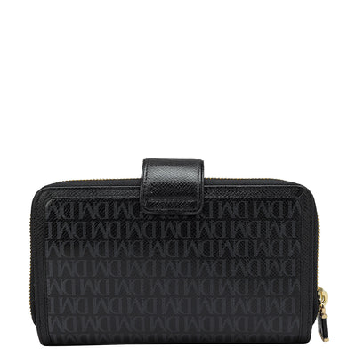 Monogram Leather Ladies Sling Wallet - Black