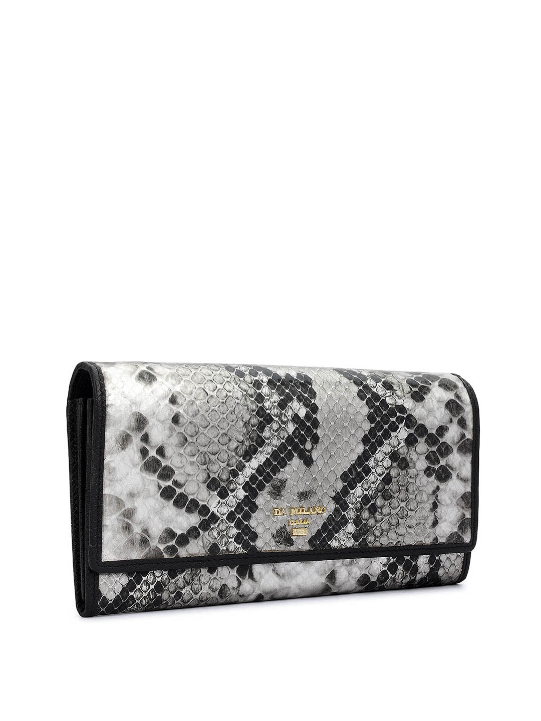 Snake  Leather Ladies Sling Wallet - Silver & Black