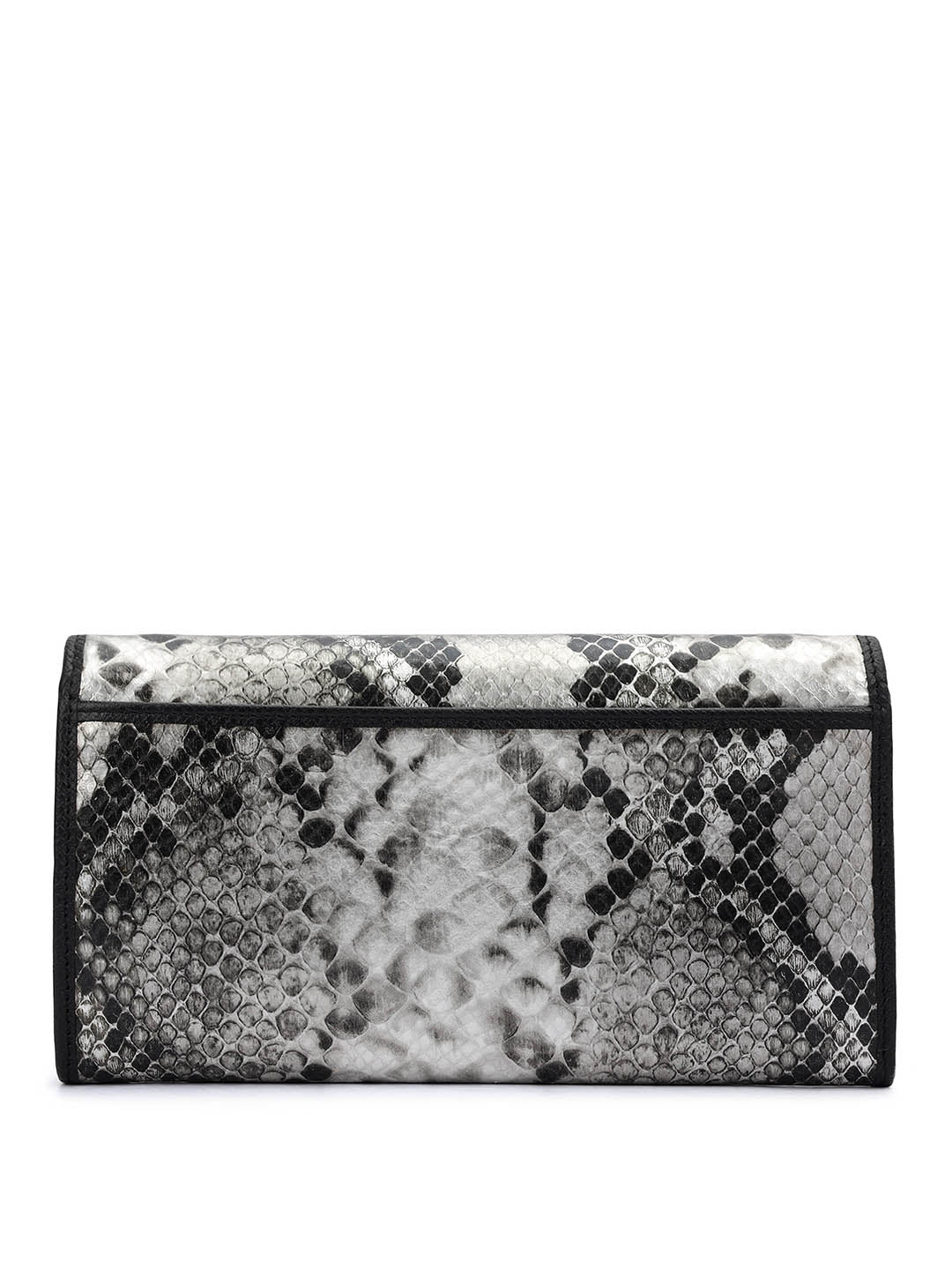 Snake  Leather Ladies Sling Wallet - Silver & Black
