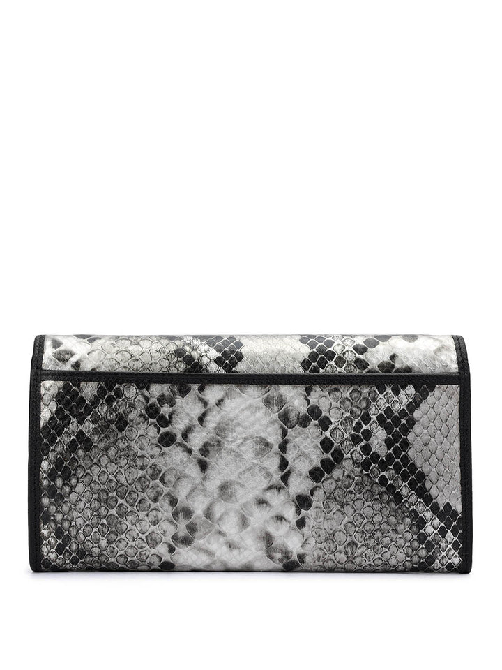 Snake  Leather Ladies Sling Wallet - Silver & Black