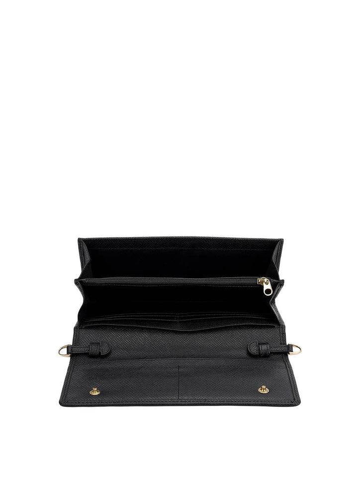 Snake  Leather Ladies Sling Wallet - Silver & Black