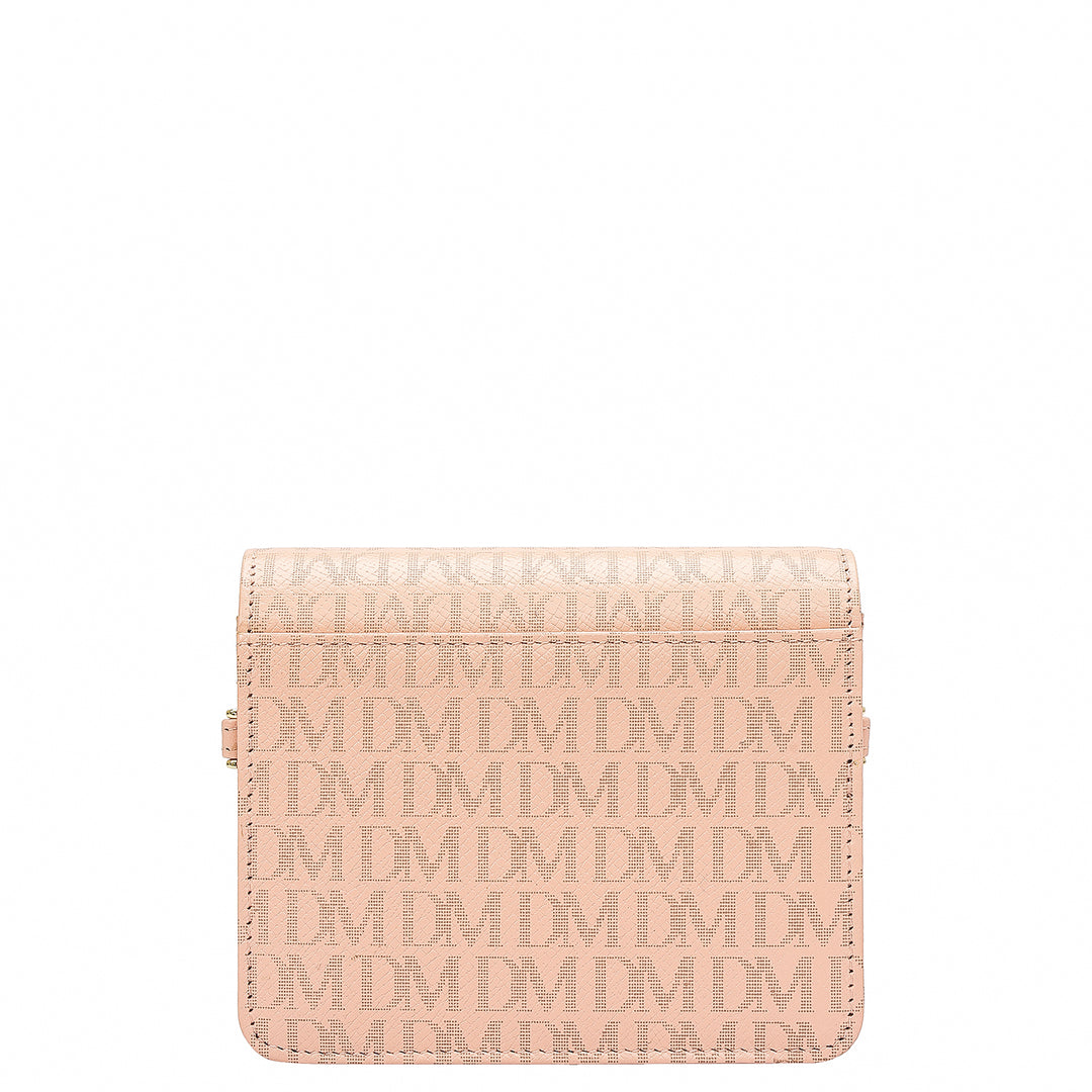 Monogram Leather Ladies Sling Wallet - Peach