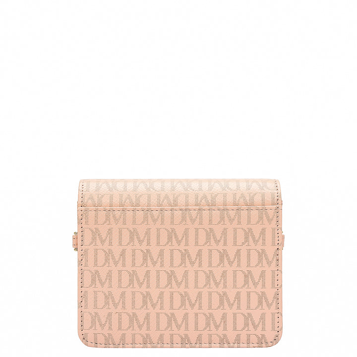 Monogram Leather Ladies Sling Wallet - Peach