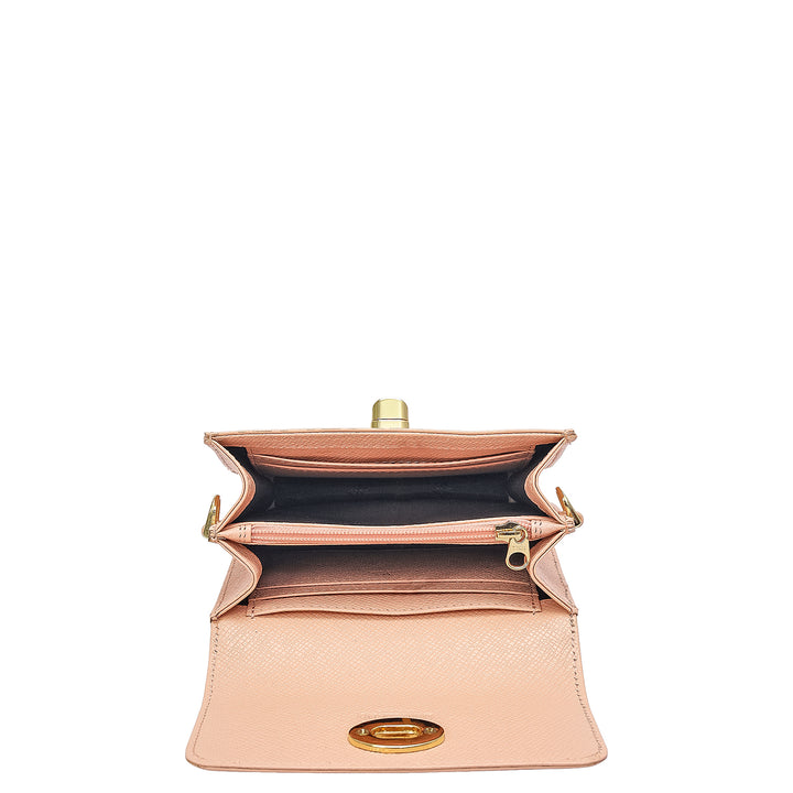 Monogram Leather Ladies Sling Wallet - Peach
