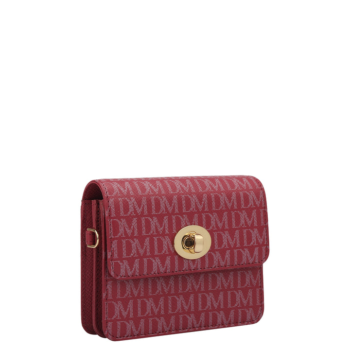 Monogram Leather Ladies Sling Wallet - Plumberry