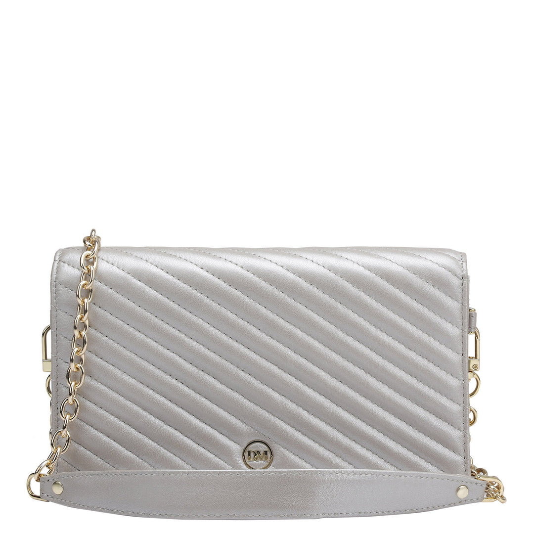 Quilting Leather Ladies Sling Wallet - Pearl