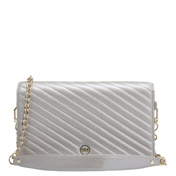 Quilting Leather Ladies Sling Wallet - Pearl