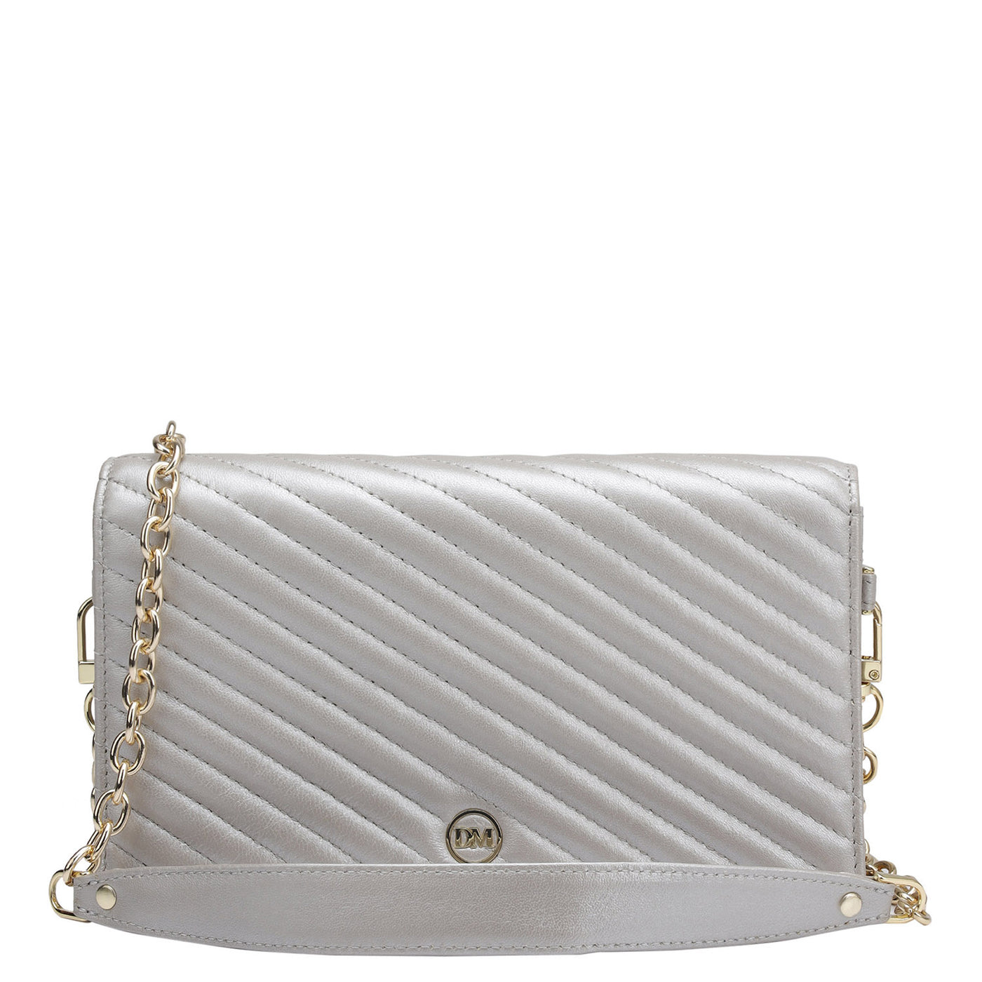 Quilting Leather Ladies Sling Wallet - Pearl