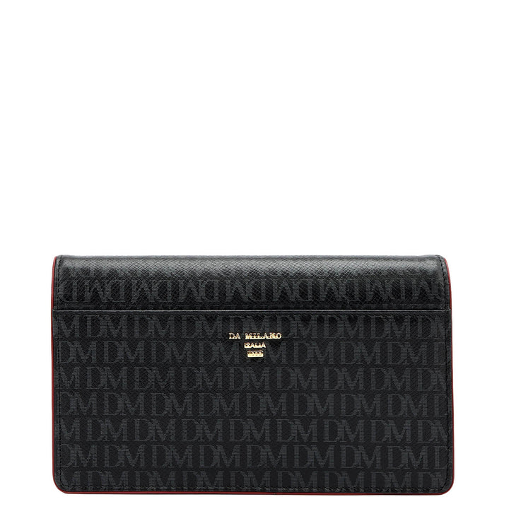 Monogram Plain Leather Ladies Sling Wallet - Black