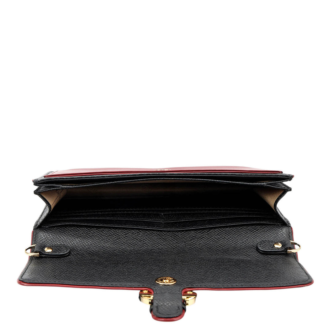 Monogram Plain Leather Ladies Sling Wallet - Black