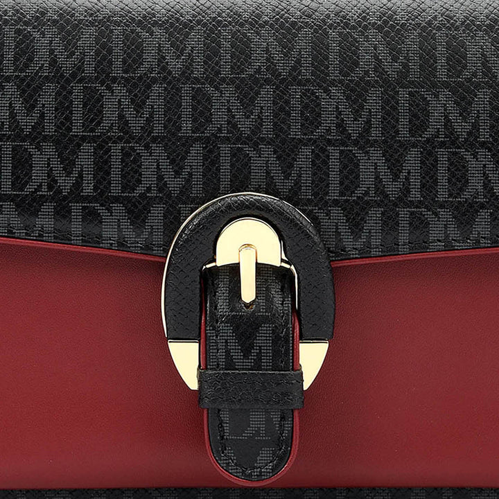 Monogram Plain Leather Ladies Sling Wallet - Black