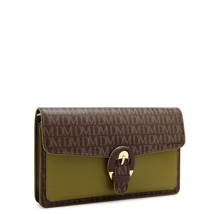 Monogram Plain Leather Ladies Sling Wallet - Walnut