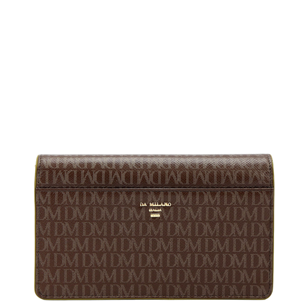 Monogram Plain Leather Ladies Sling Wallet - Walnut