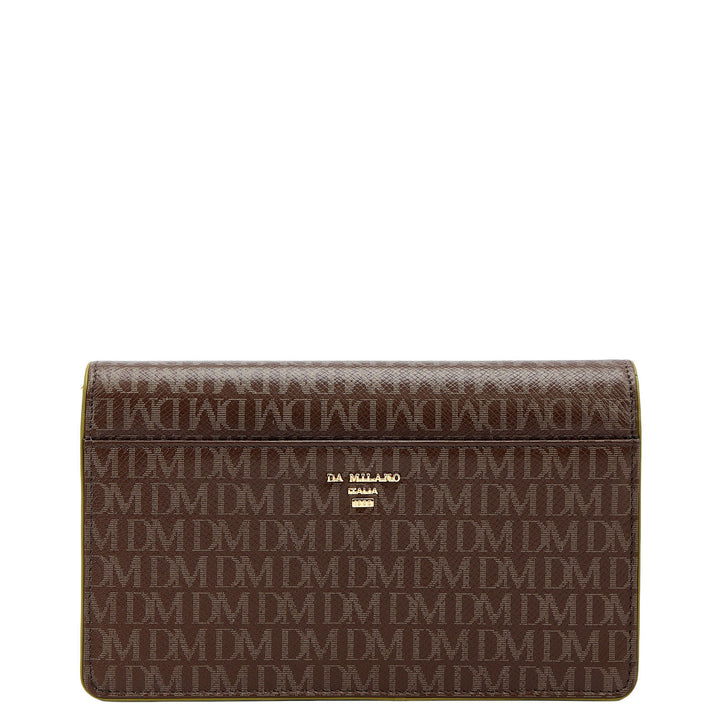 Monogram Plain Leather Ladies Sling Wallet - Walnut