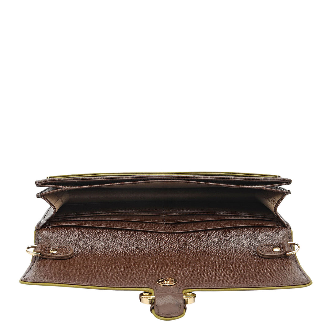 Monogram Plain Leather Ladies Sling Wallet - Walnut