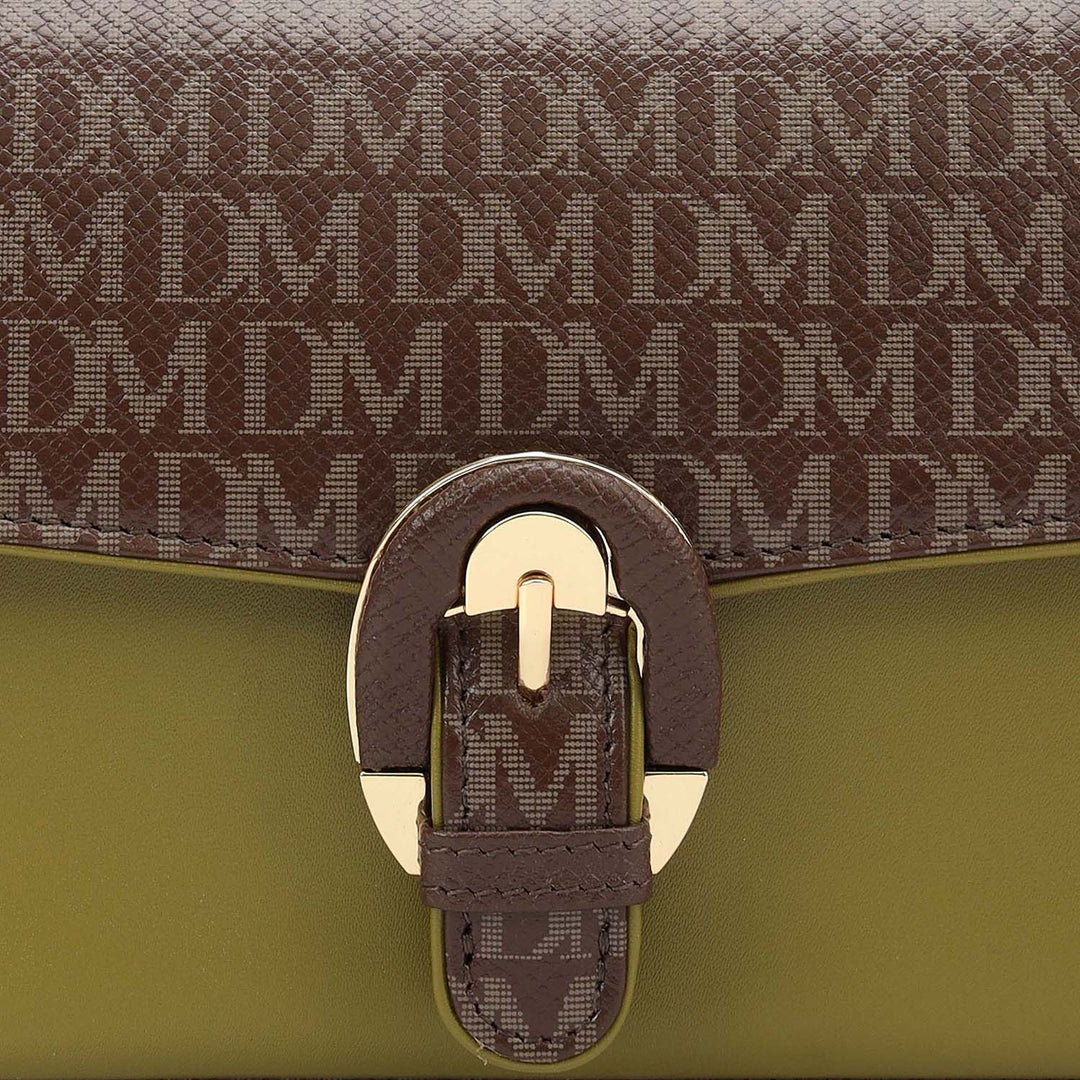 Monogram Plain Leather Ladies Sling Wallet - Walnut