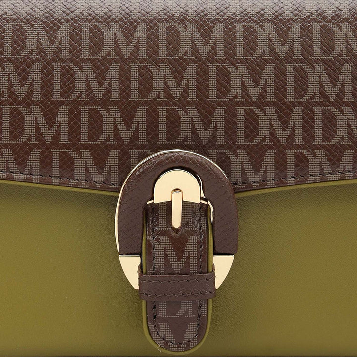 Monogram Plain Leather Ladies Sling Wallet - Walnut