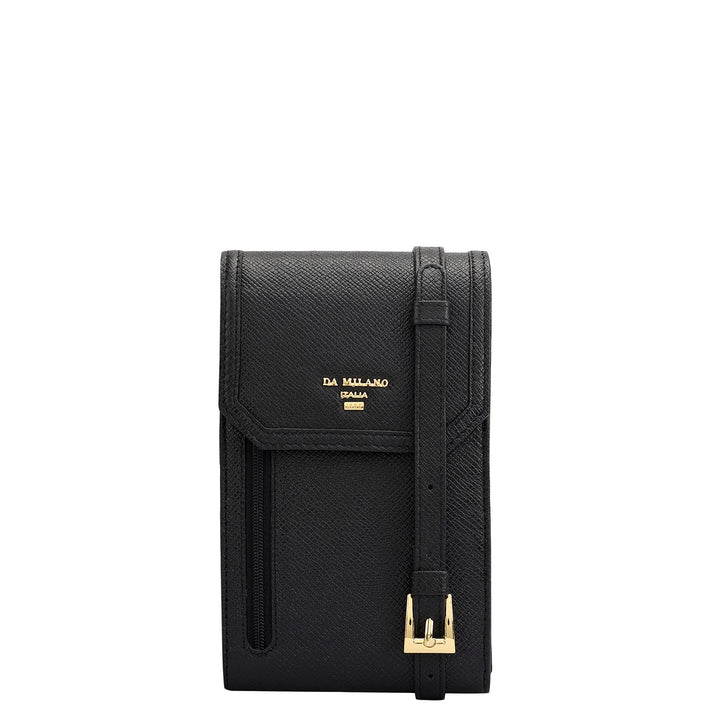 Franzy Leather Ladies Sling Wallet - Black