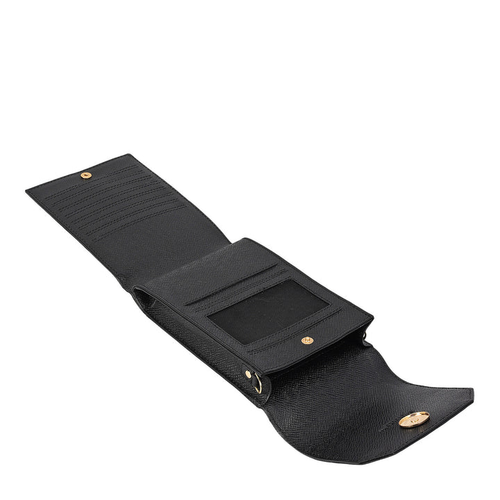 Franzy Leather Ladies Sling Wallet - Black