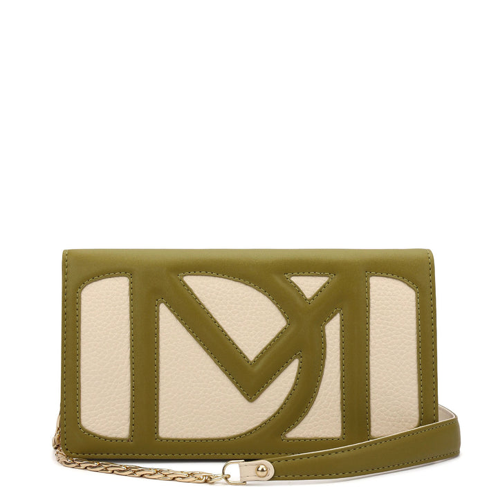 Wax Plain Leather Ladies Wallet - Marshmallow & Lime