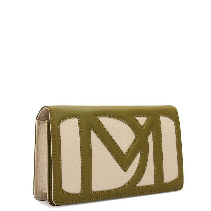 Wax Plain Leather Ladies Wallet - Marshmallow & Lime